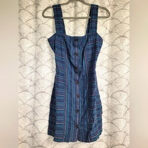 Roxy Cute Blue Stripe Button up Dress with Pockets Size Small/Petite